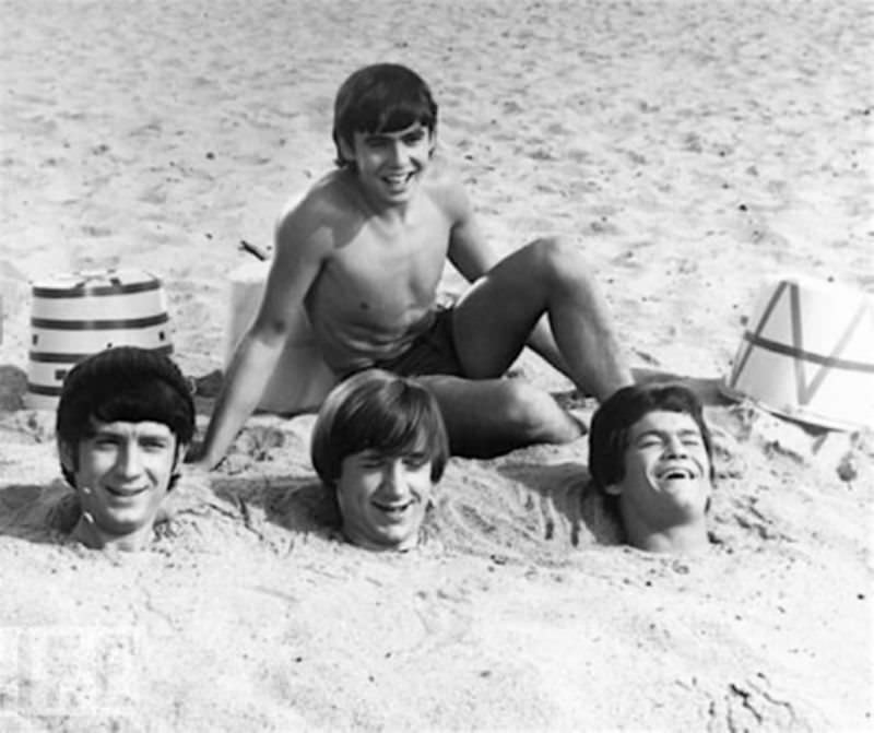 #8 The Monkees (you can only see Davy Jones’ bathing suit, but we imagine Mike Nesmith, Peter Tork and Micky Dolenz have got them on under all that sand), 1967