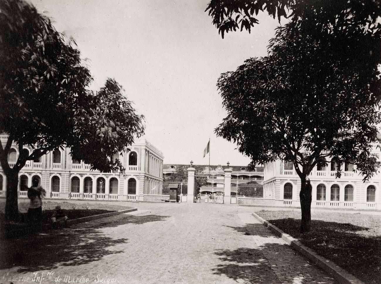 #20 Army barracks and a military hospital in Saigon, Vietnam, 1800s.