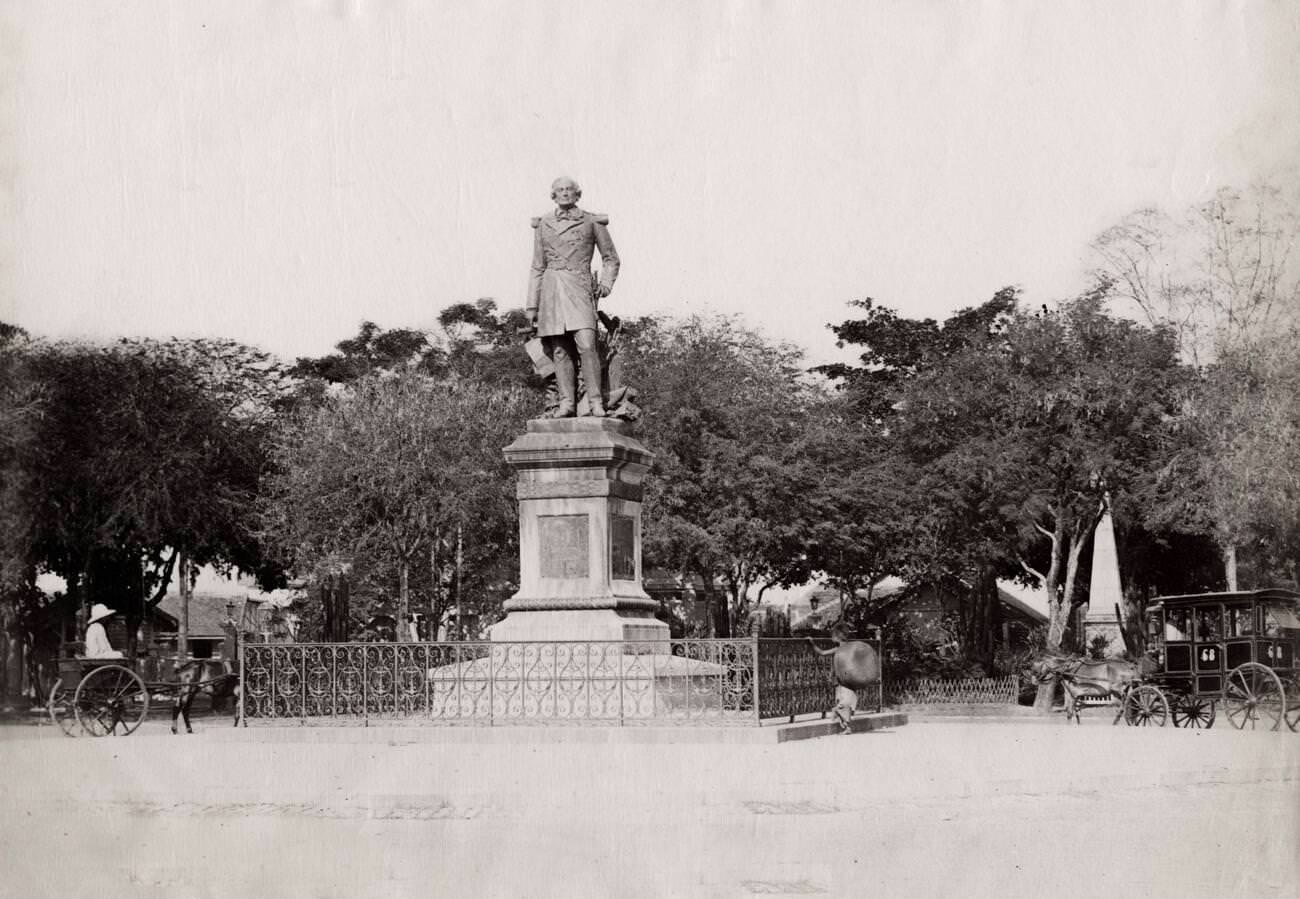 #23 A statue of Admiral Rigault de Genouilly in Saigon, 1800s.