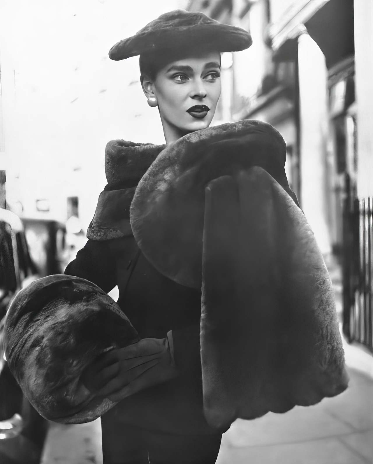 #30 Susan Abraham wearing accessories all in beaver, 1953.