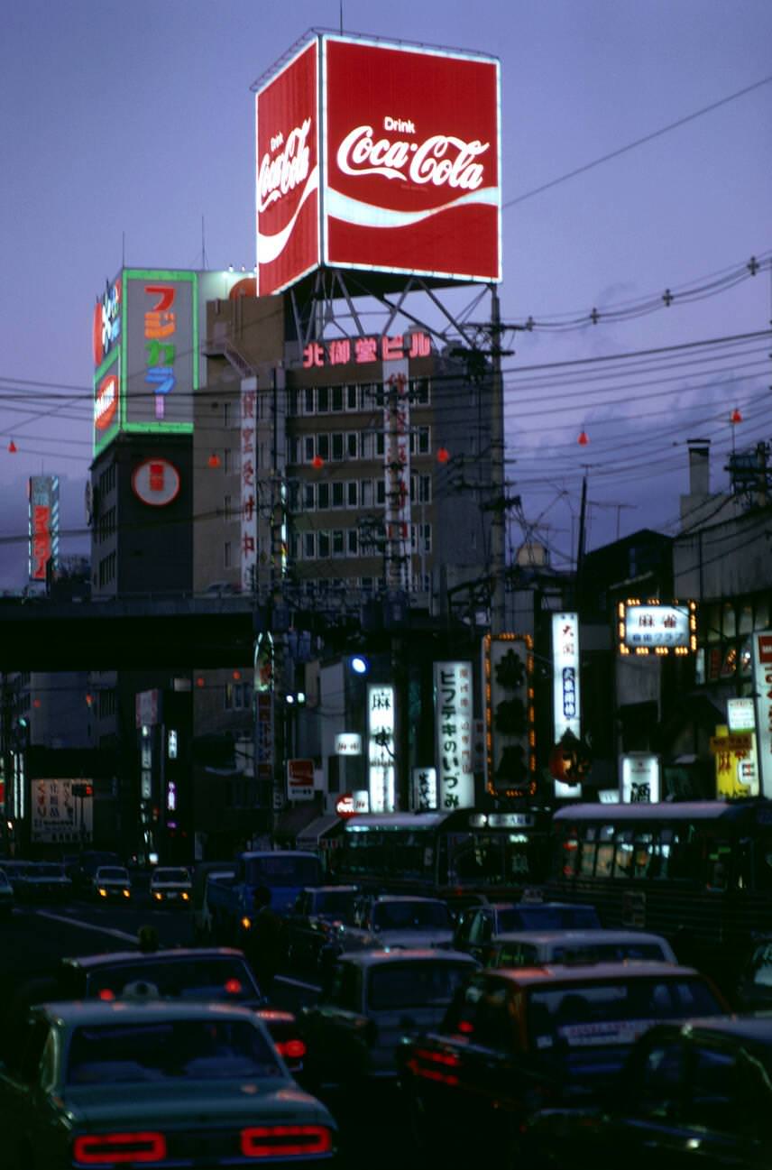 #20 Night street scene, Tokyo, 1970s.