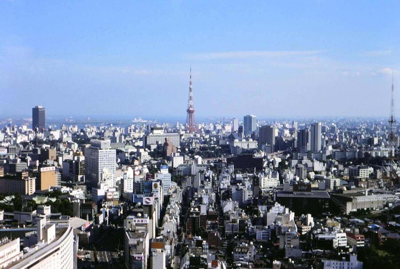 #84 Tokyo Tower as seen from the New Otani Hotel, 1976.