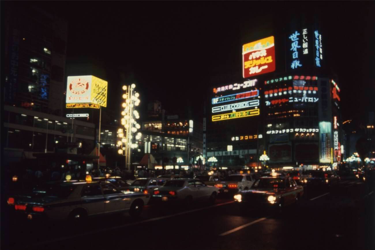 #98 Night lights, Tokyo, 1970s.