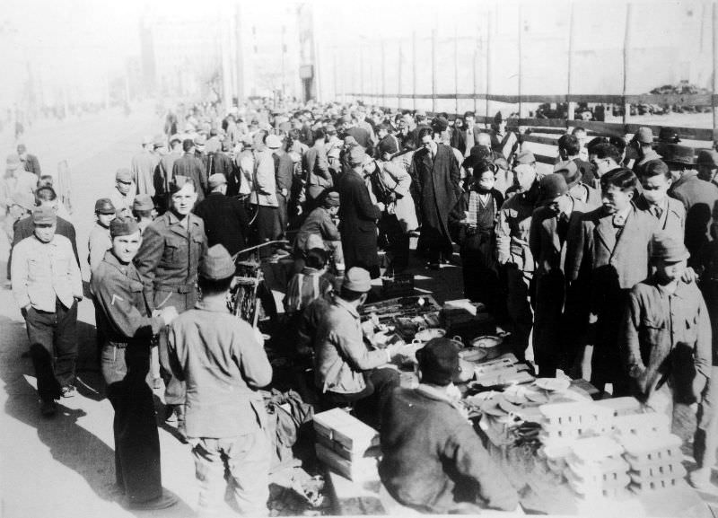 #3 An open-air market in Tokyo, 1940s.