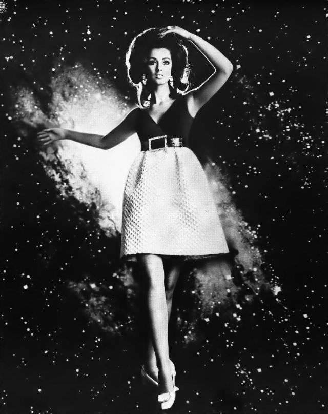 #31 Veronica Hamel in an empire mini dress, 1968.