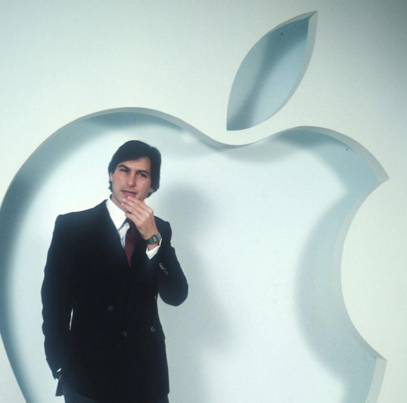 #22 Steve Jobs posing at Apple Computer Co., 1982.
