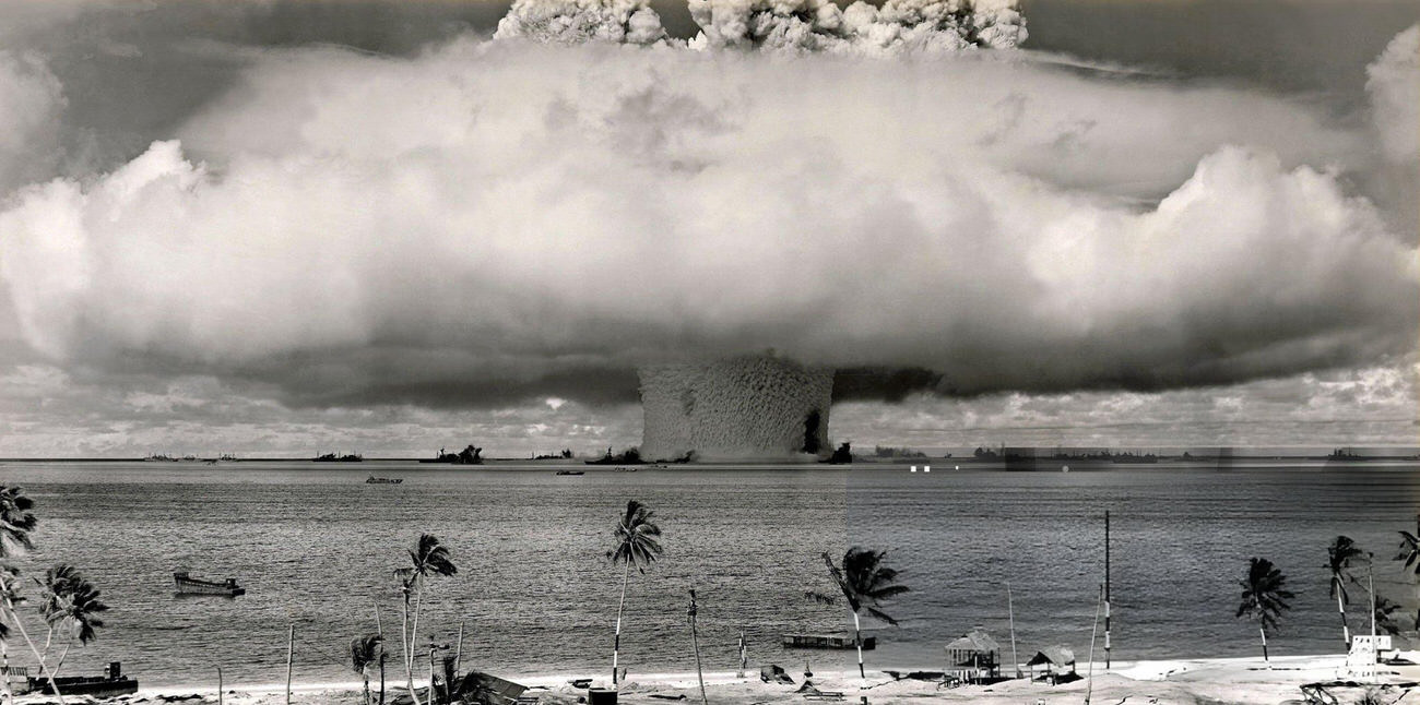 #11 The Baker test during Operation Crossroads, a series of two nuclear weapons tests conducted by the United States at Bikini Atoll, 1946.