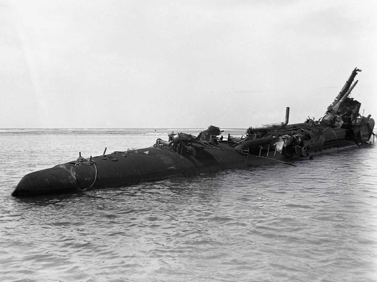 #2 The USS Skate (SS-305), a submarine damaged by an atomic blast during Operation Crossroads, 1946.