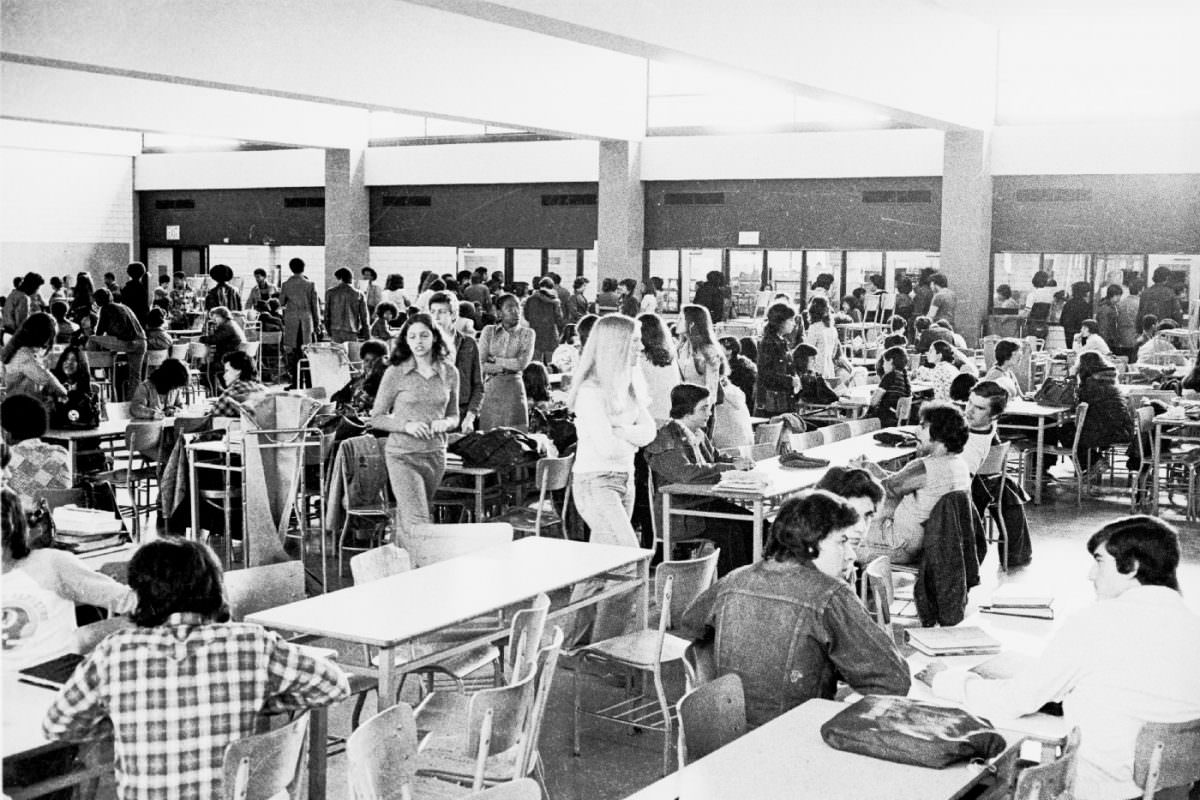 #5 The cafeteria at FDR High School in Brooklyn, 1975.