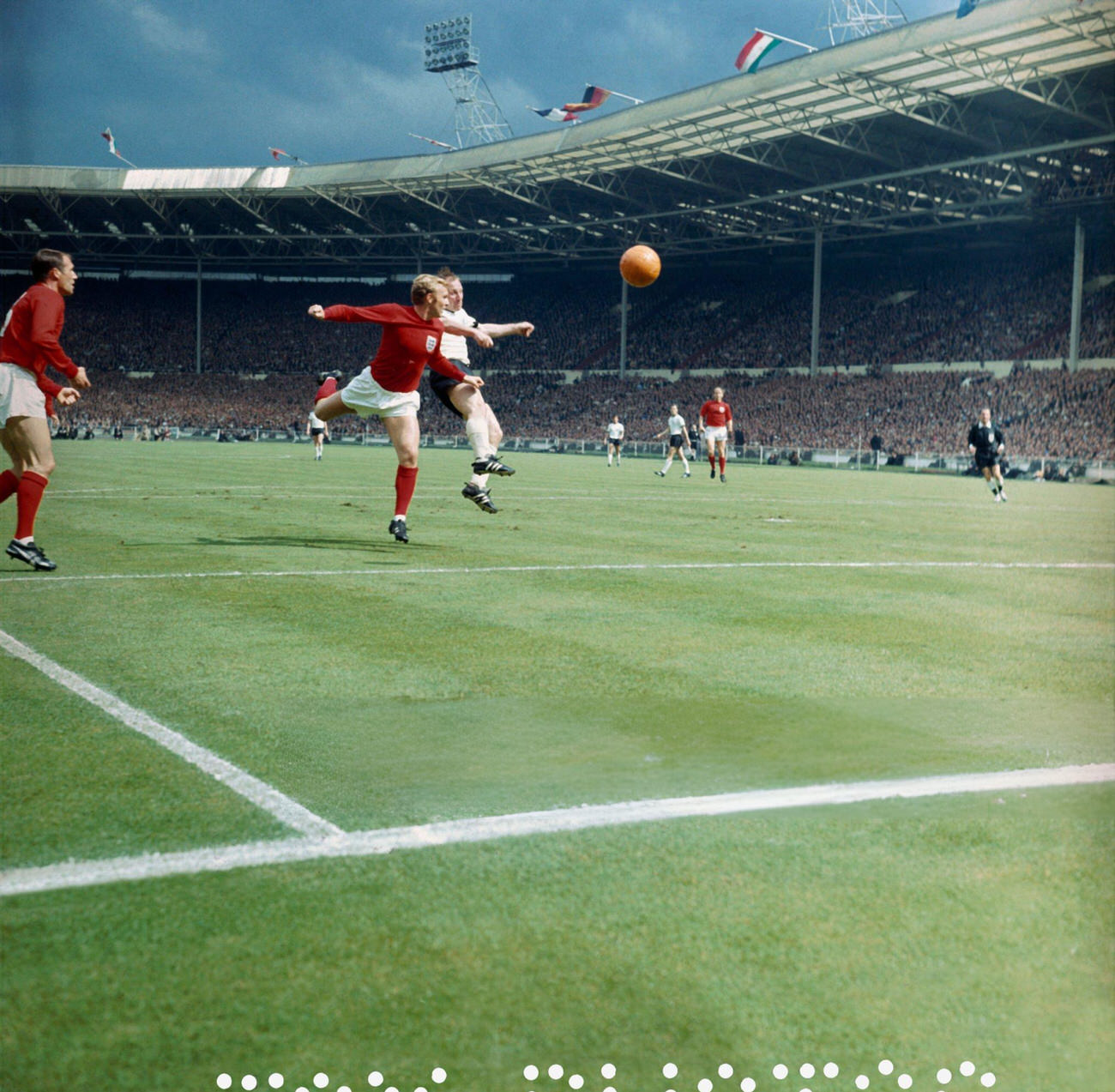 #29 England captain Bobby Moore in action during the World Cup Final, 1966.