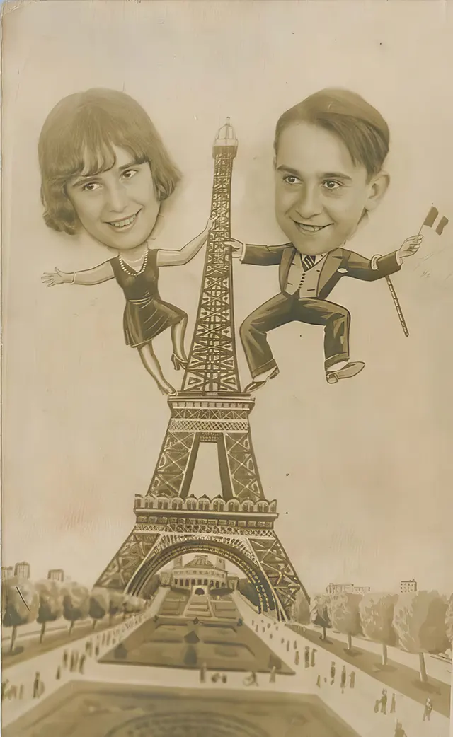 #16 A boy and girl climb the Eiffel Tower in this arcade photo.