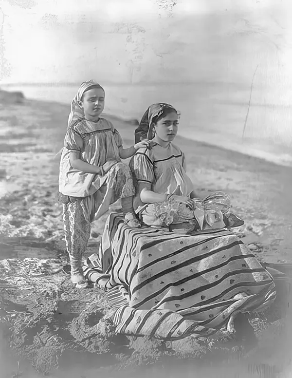 #36 Two Jewish girls on a beach in Tunis, Tunisia, 1860-1890.