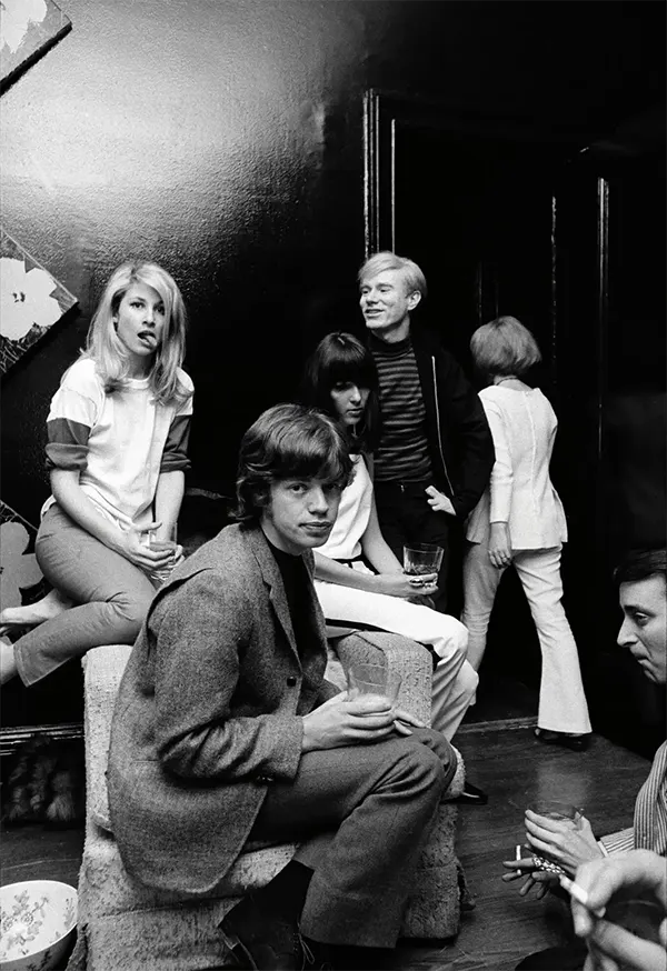 #15 Mick Jagger, Andy Warhol, and Jane Holzer, circa 1965.
