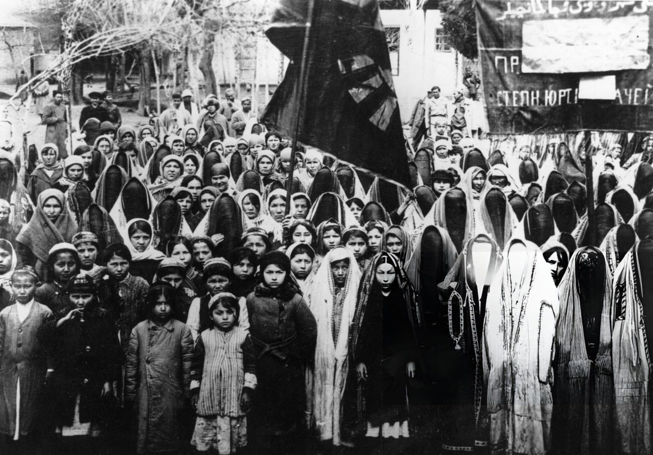 #41 Kurdish women demonstrating in Iran near the Russian frontier, demanding equal rights for women, 1960s.