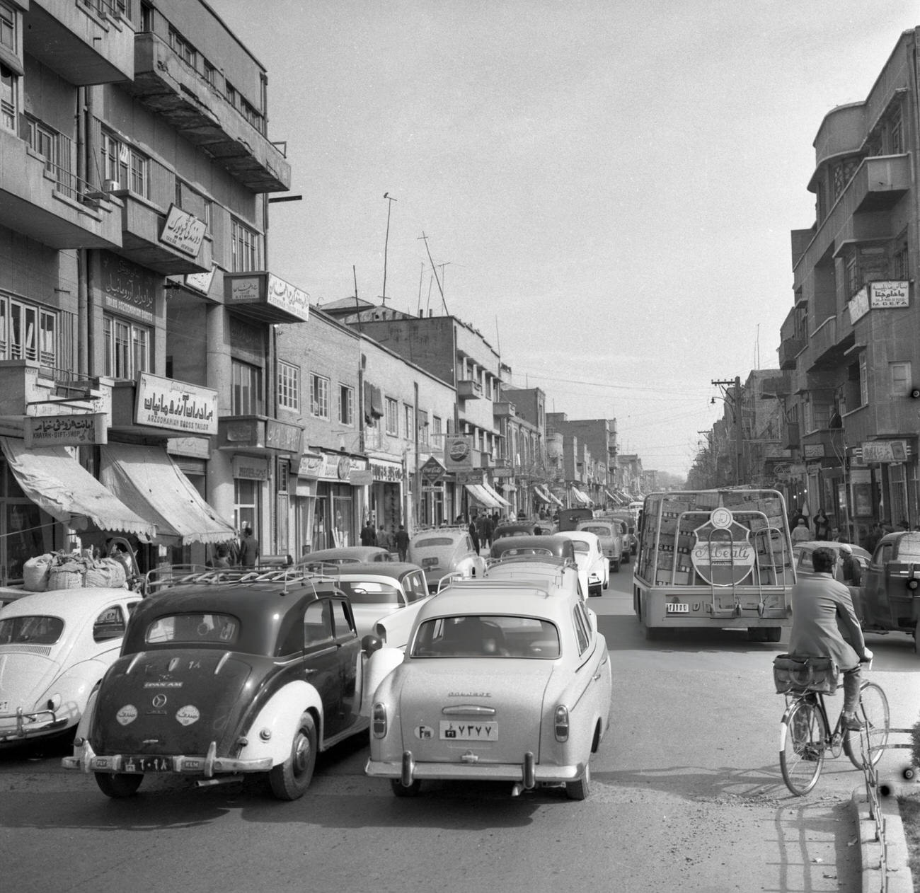 #32 A traffic jam on a street in Tehran, Iran, 1964.
