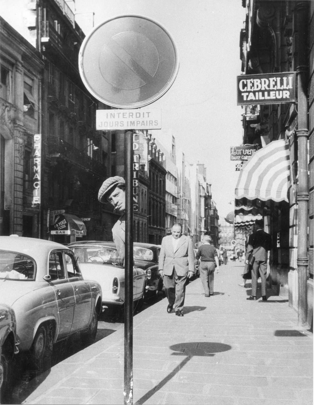 #10 Raymond Cauchetier and Jean-Paul Belmondo on the set of ‘A bout de Souffle’ directed by Jean-Luc Godard, 1960.