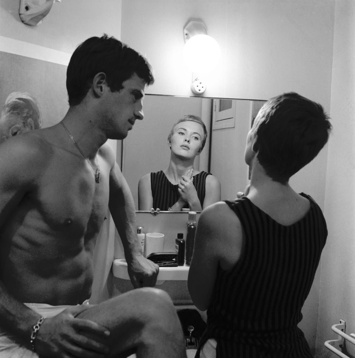 #8 Raymond Cauchetier and Jean-Paul Belmondo on the set of ‘A bout de Souffle’ directed by Jean-Luc Godard, 1960.