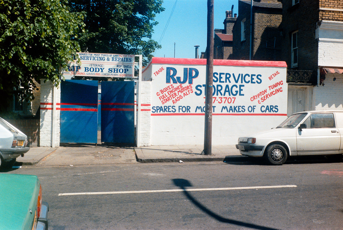#14 RJP, Garage, Plato Rd, Brixton, Lambeth, 1989