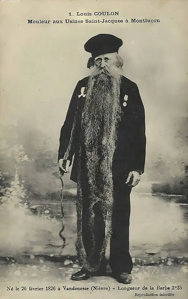 Louis Coulon: The Man with 11-Foot Beard, Which He Used as a Nest for his Beloved Cats Weird