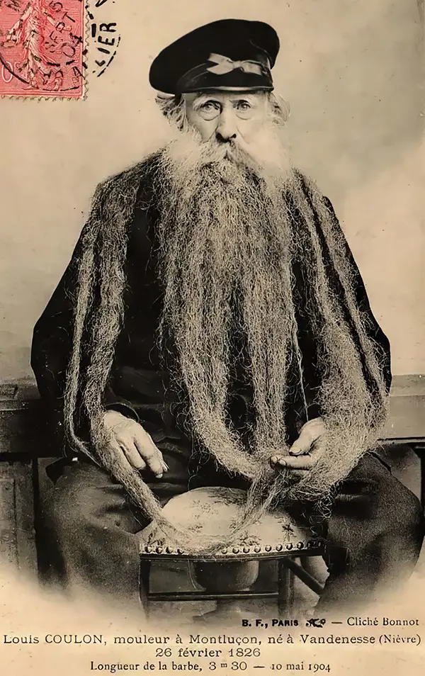Louis Coulon: The Man with 11-Foot Beard, Which He Used as a Nest for his Beloved Cats Weird