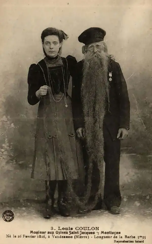 Louis Coulon: The Man with 11-Foot Beard, Which He Used as a Nest for his Beloved Cats Weird
