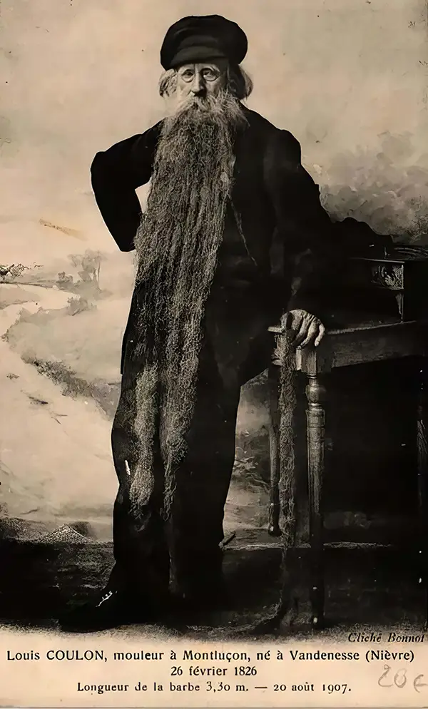 Louis Coulon: The Man with 11-Foot Beard, Which He Used as a Nest for his Beloved Cats Weird