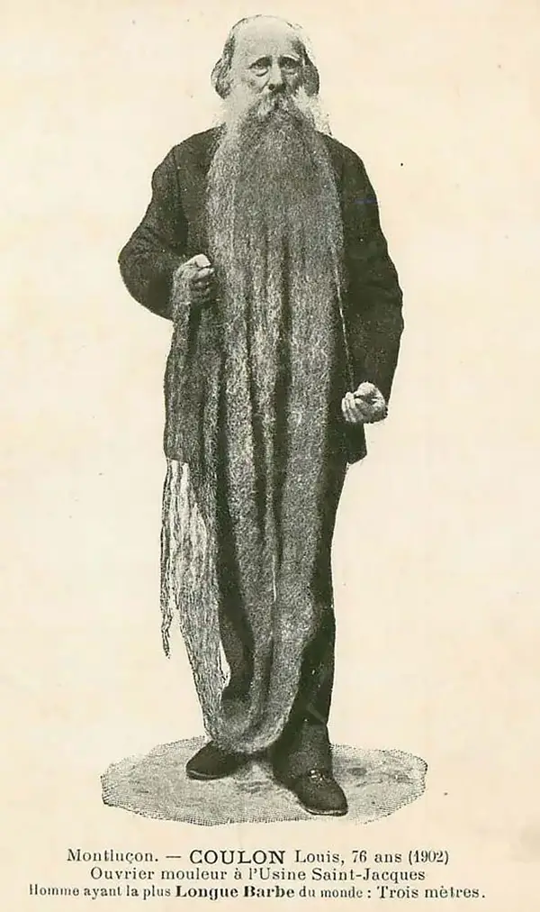 Louis Coulon: The Man with 11-Foot Beard, Which He Used as a Nest for his Beloved Cats Weird