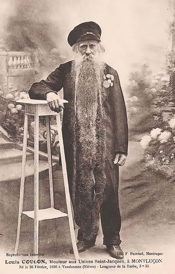 Louis Coulon: The Man with 11-Foot Beard, Which He Used as a Nest for his Beloved Cats Weird
