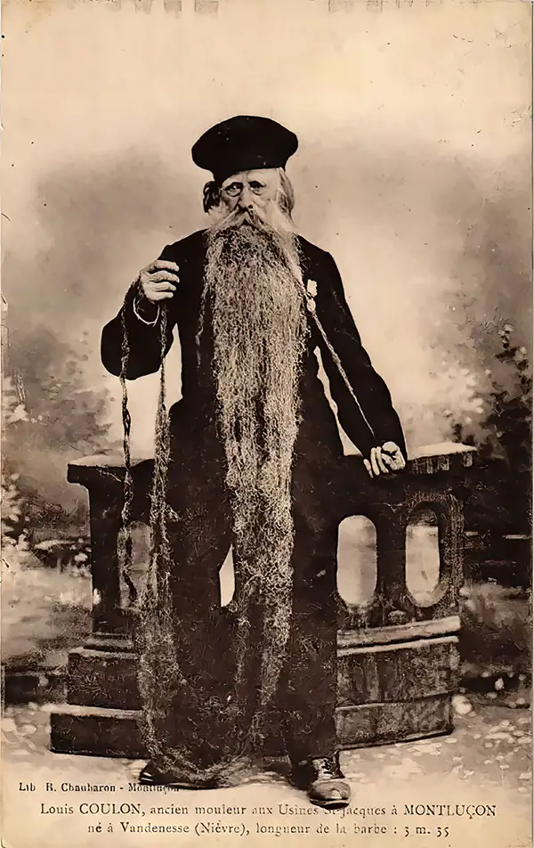 Louis Coulon: The Man with 11-Foot Beard, Which He Used as a Nest for his Beloved Cats Weird