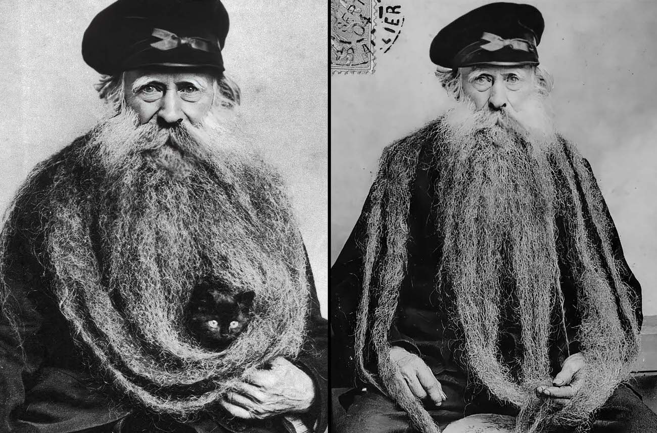 Louis Coulon: The Man with 11-Foot Beard, Which He Used as a Nest for his Beloved Cats Weird