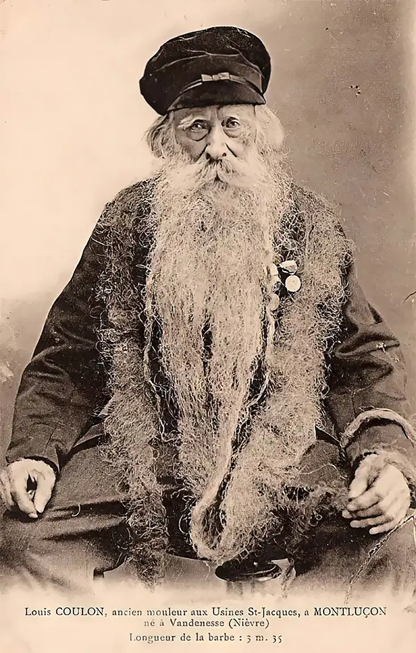Louis Coulon: The Man with 11-Foot Beard, Which He Used as a Nest for his Beloved Cats Weird