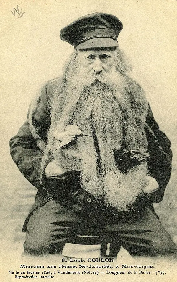 Louis Coulon: The Man with 11-Foot Beard, Which He Used as a Nest for his Beloved Cats Weird