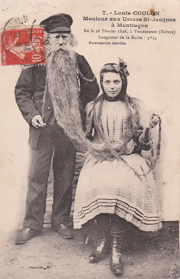 Louis Coulon: The Man with 11-Foot Beard, Which He Used as a Nest for his Beloved Cats Weird