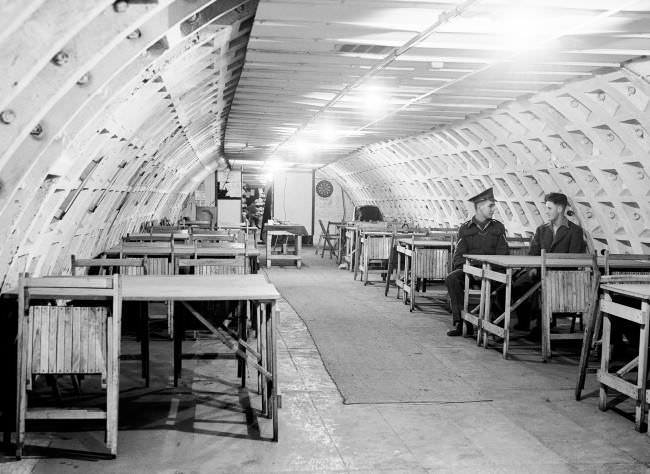 #26 London landmarks & Buildings – Clapham Deep Shelter: Home Office Tunnel Shelters at Clapham – A canteen in one of the shelters.
