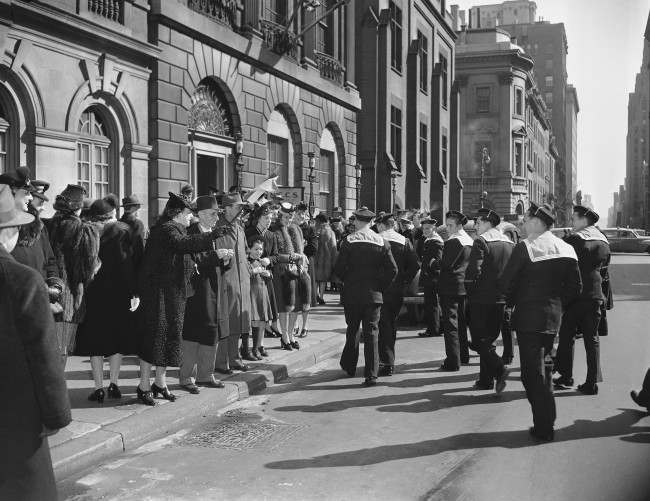 #38 Following attendance at pontifical mass in St. Patrick’s Cathedral in New York on Feb. 28, 1943, one hundred sailors from the French battleship Richelieu were guests at the Cathedral Canteen, 17 East 51st Street.