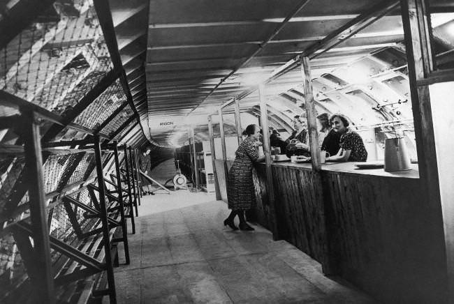 #40 This is the canteen in one of London new deep underground air raid shelters, Oct. 20, 1942.
