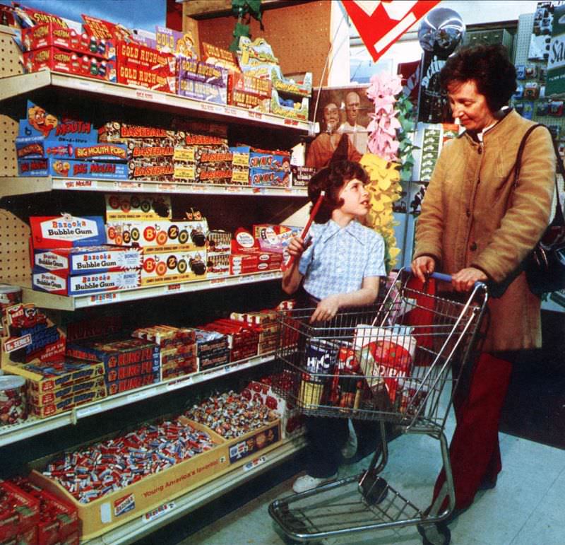 #19 Shopping with grandma (Bazooka Gum!). Also original “Kung Fu” TV Show poster in background, circa 1970s.