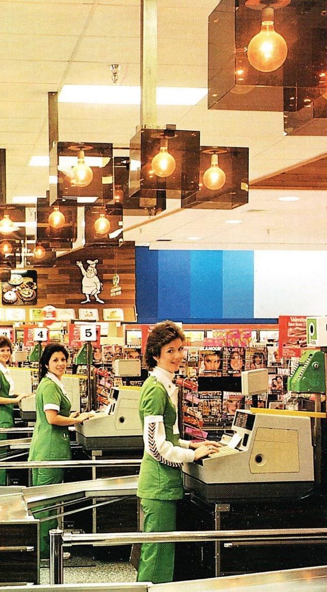 #30 Supermarket checkout lanes, 1976.