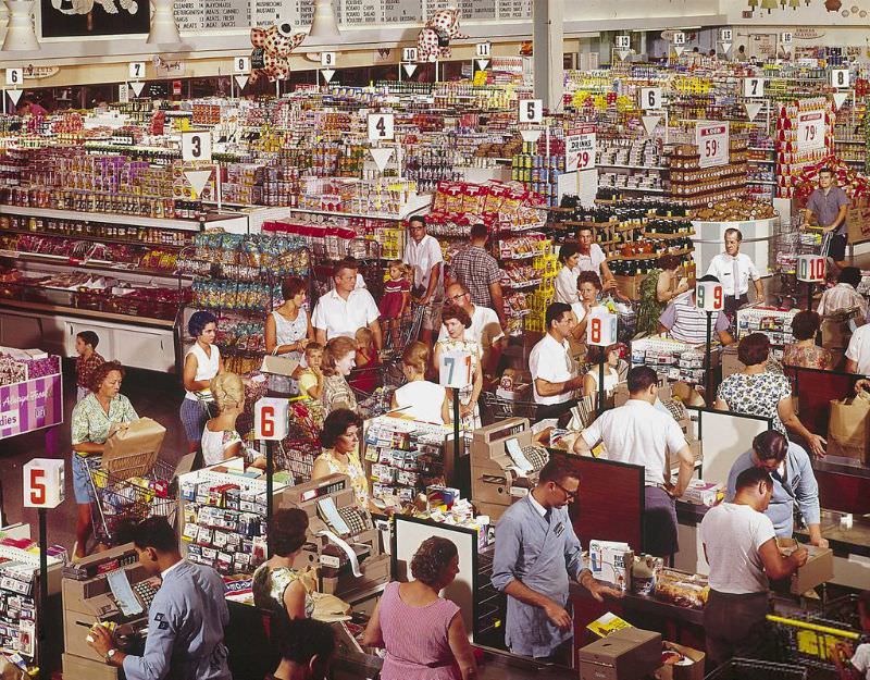 #9 Family shopping at the local supermarket, 1966.