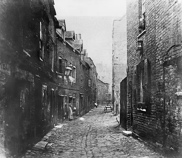 #11 Once known as Lambeth Marsh, the area became a slum in the 19th century. This photograph, from 1860, shows Fore Street.