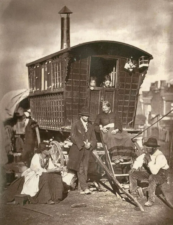#18 This 1877 photograph shows a family living a nomadic life in London.