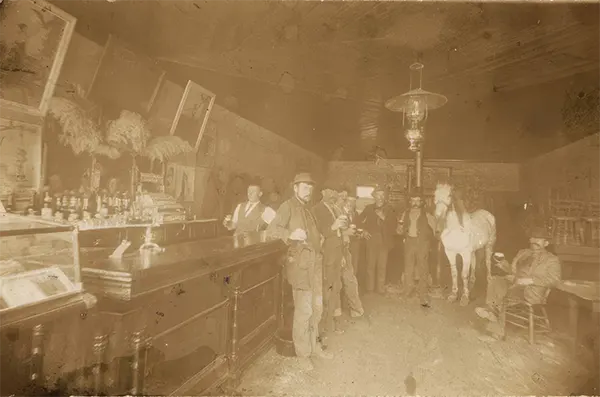 #28 The interior of a saloon in Castle Dale, Utah, where one of the patrons apparently decided to pose with a horse.