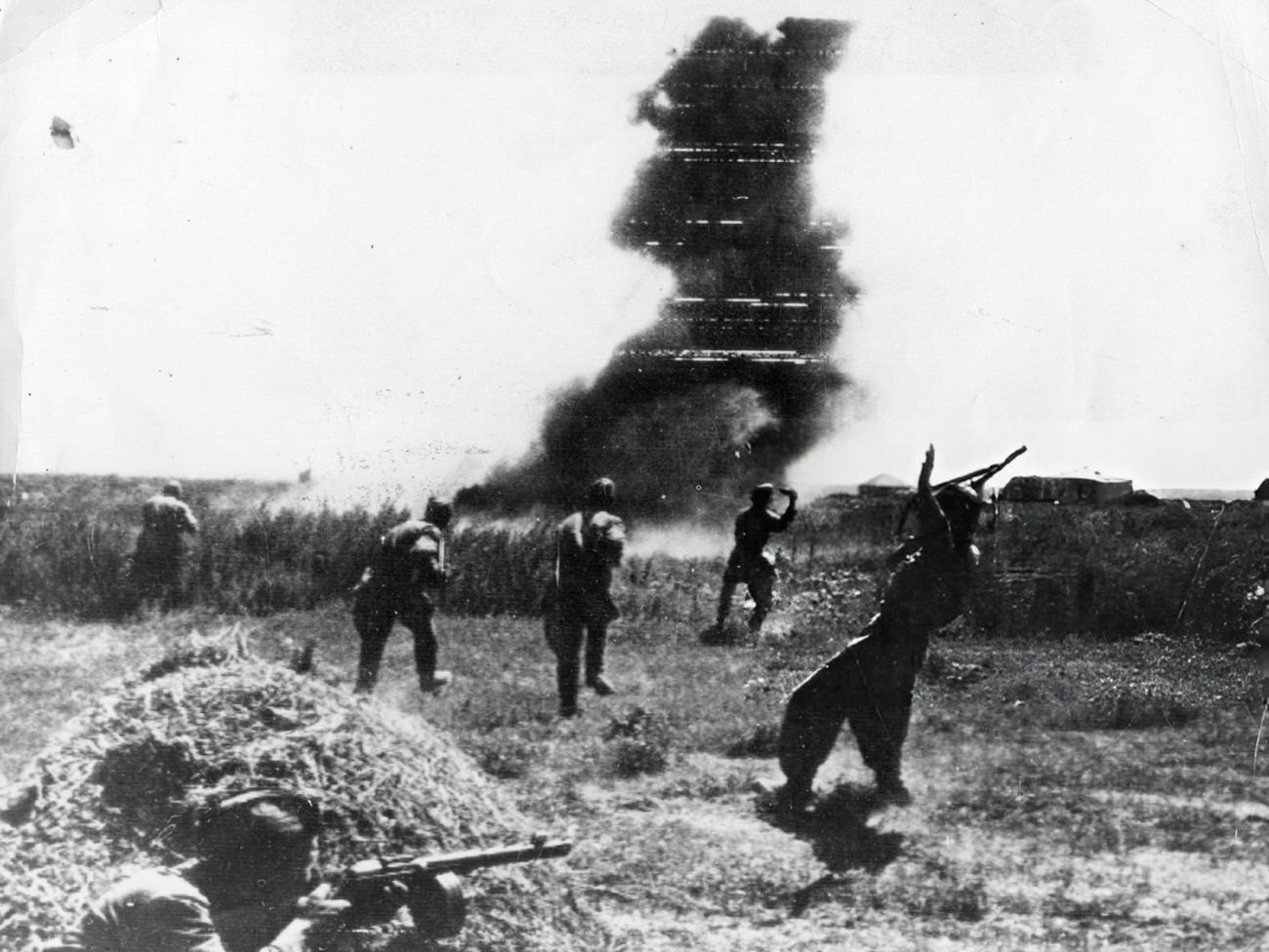 #8 Soldiers face an explosion in the thick of the battle for Stalingrad, 1942.