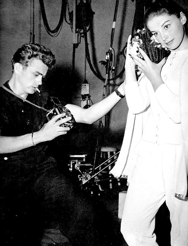 #6 James Dean taking a photograph of Anna Maria Pierangeli with a Rolleiflex