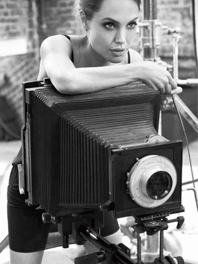 #7 Angelina Jolie with a large format bellows camera