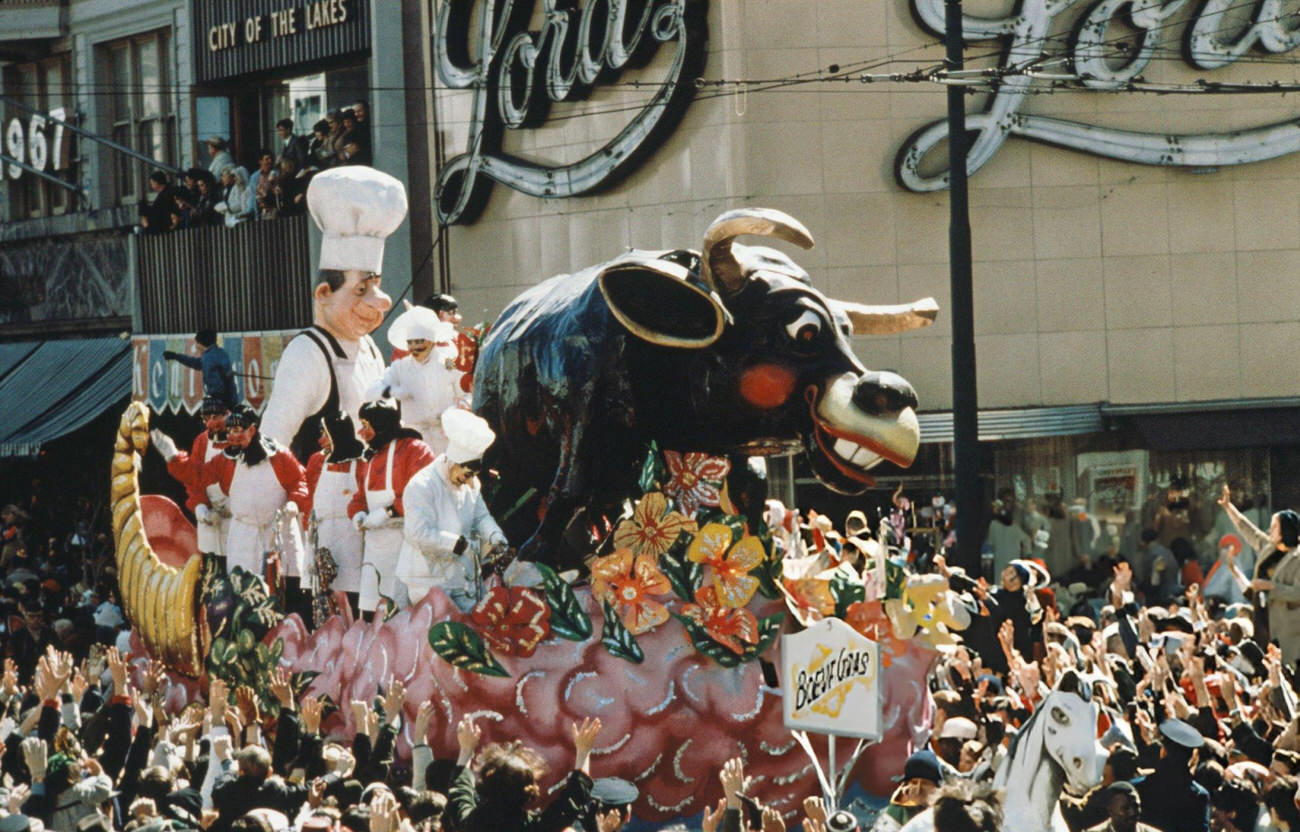 #61 Crowds Watch the Rex Parade on Mardi Gras Day, New Orleans, 1960s.