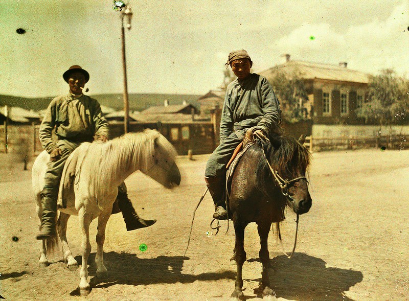 #17 Two Buryat riders in Troitskosavske (a district town of the Zabaikalsk region, 4 versts from the Chinese border).