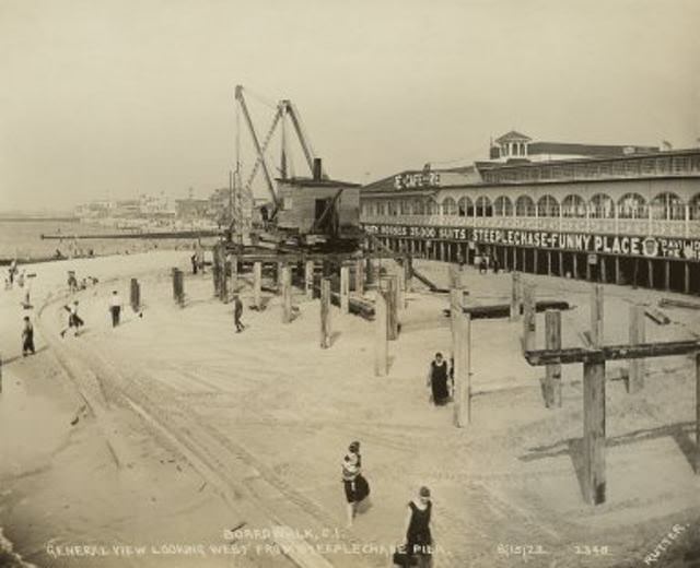 #9 Boardwalk, Coney Island general view looking West from Steeplechase pier