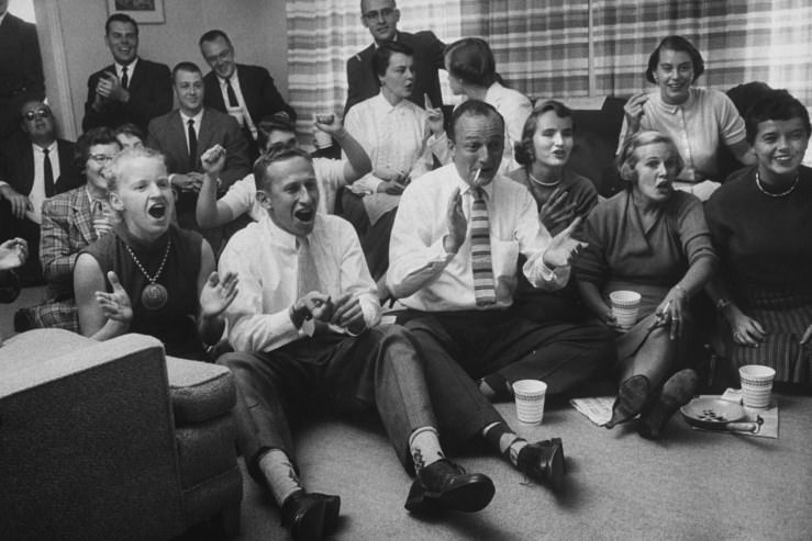 #11 Milwaukee fans watch the 1957 World Series, when their Braves beat the Yankees in seven, behind three complete-game victories by the gutsy Lew Burdette