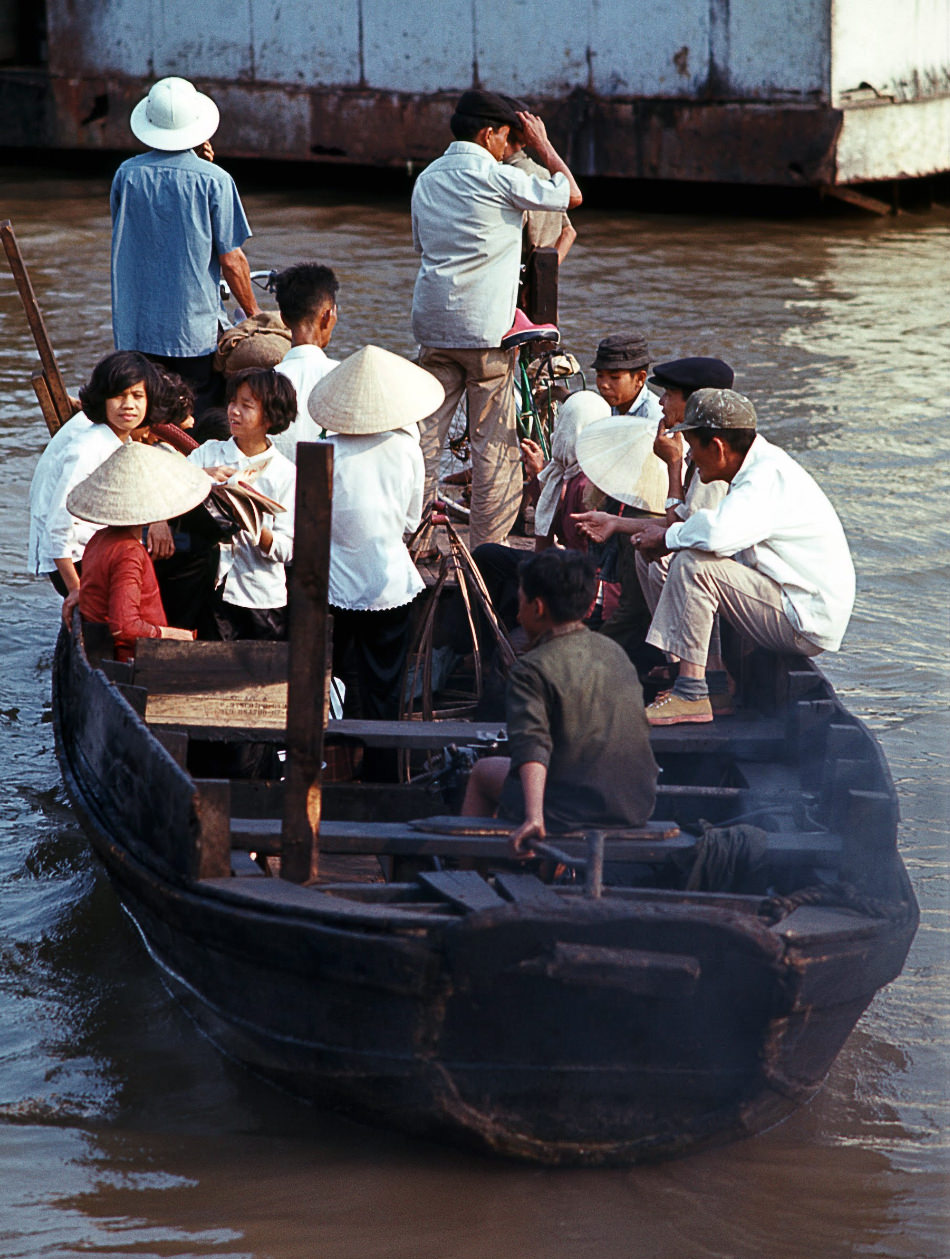 #101 A water taxi on the Saigon River, 1968.